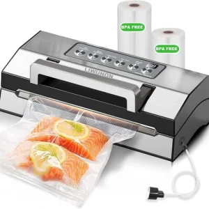 LIWUNON VS8002 Upgraded Commercial Vacuum Sealer Double Heat Seal Cutter