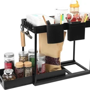 2-Tier Under Sink Storage Organizer with Pull-Out Drawers, Fits 15.55 x 35.5 x