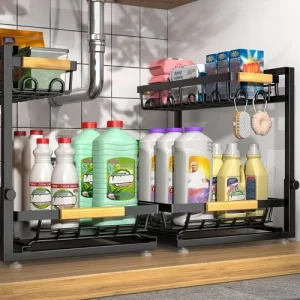 2-Pack 2-Tier Height Adjustable Under Sink Organizer & Storage - NEW - LOOK!
