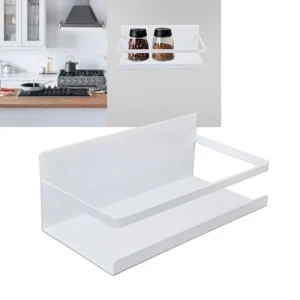 White Kitchen Rack Space Saving Spice Shelf Organizer Magnetic Single Tier I NEW