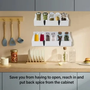 ˘ 2x Magnetic Spice Rack For Refrigerator Strong Magnetic Shelf With 4 Removable
